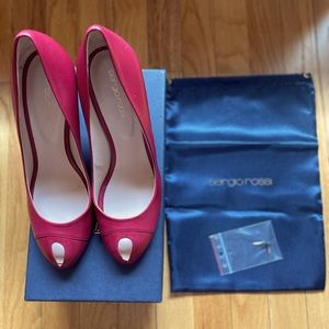 Sergio Rossi Cachet Nappa, Burgundy Peep Toe Pump, Size EU 40.5/ US 10.5